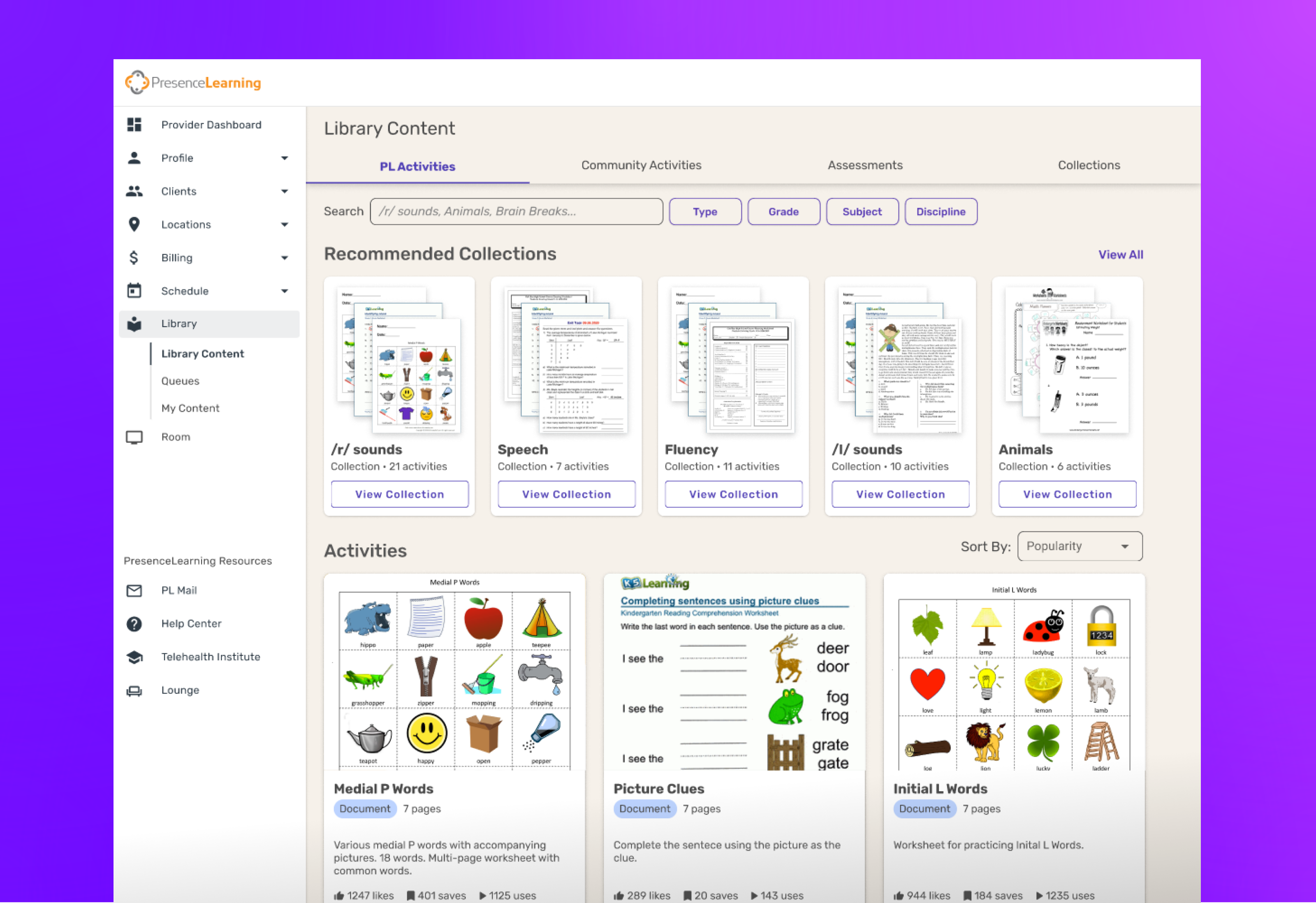 Library redesign screenshot